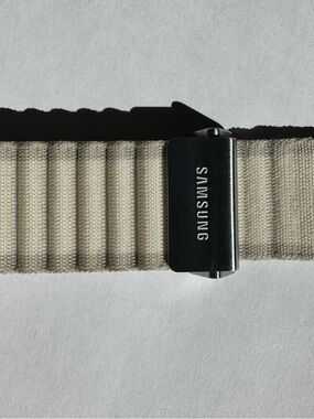Samsung Cream Fabric Watch Strap with Brushed Silver Clasp